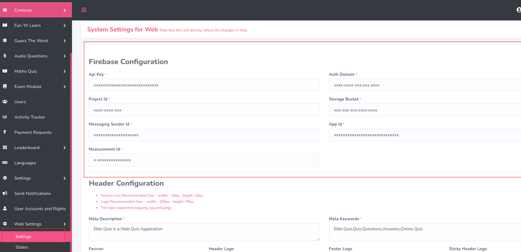 Admin Panel Config